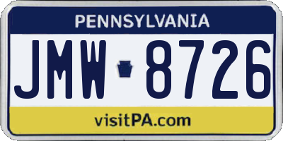 PA license plate JMW8726
