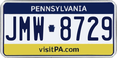PA license plate JMW8729