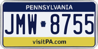 PA license plate JMW8755