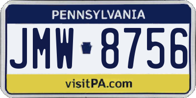 PA license plate JMW8756