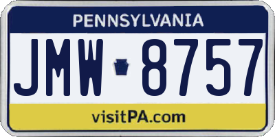 PA license plate JMW8757