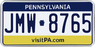 PA license plate JMW8765
