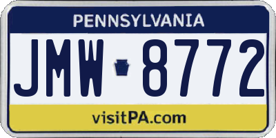 PA license plate JMW8772