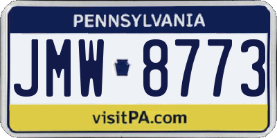 PA license plate JMW8773