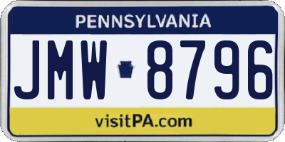 PA license plate JMW8796