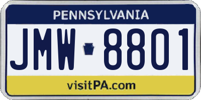 PA license plate JMW8801