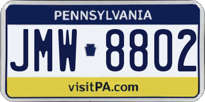 PA license plate JMW8802