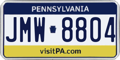 PA license plate JMW8804