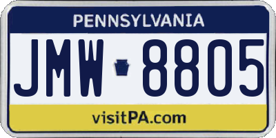 PA license plate JMW8805