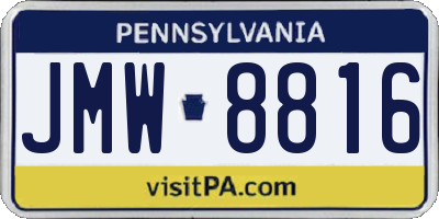 PA license plate JMW8816
