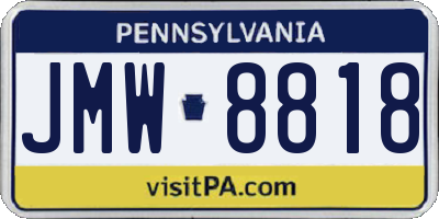 PA license plate JMW8818
