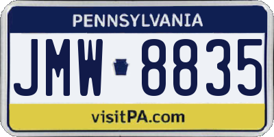 PA license plate JMW8835