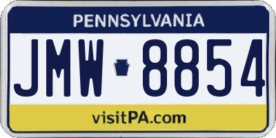 PA license plate JMW8854