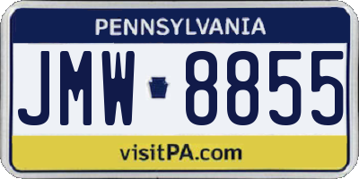 PA license plate JMW8855