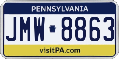 PA license plate JMW8863