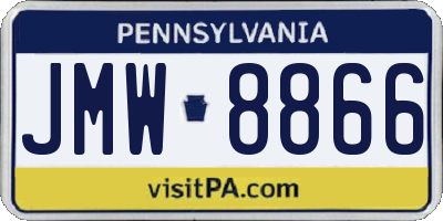 PA license plate JMW8866