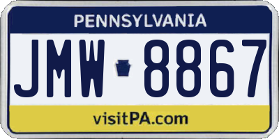 PA license plate JMW8867