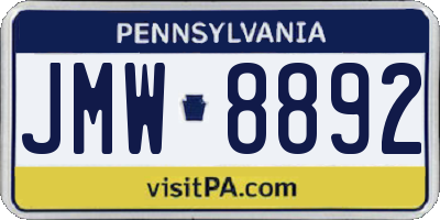 PA license plate JMW8892