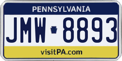 PA license plate JMW8893