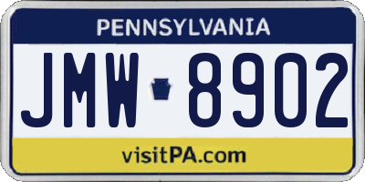 PA license plate JMW8902