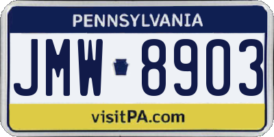 PA license plate JMW8903