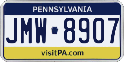 PA license plate JMW8907