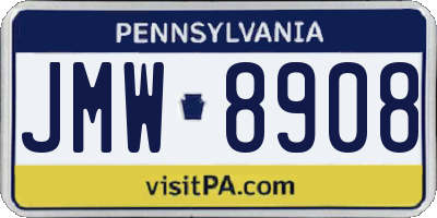 PA license plate JMW8908