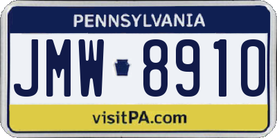 PA license plate JMW8910
