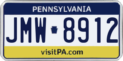 PA license plate JMW8912