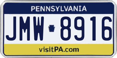 PA license plate JMW8916