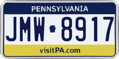 PA license plate JMW8917