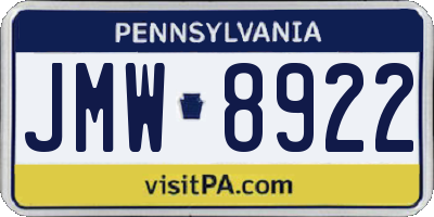 PA license plate JMW8922
