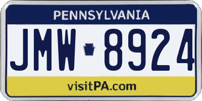 PA license plate JMW8924