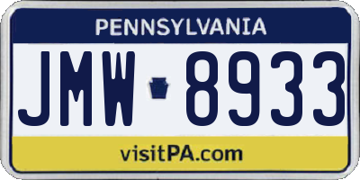 PA license plate JMW8933