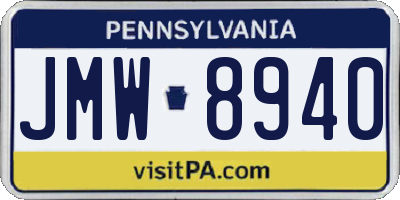 PA license plate JMW8940