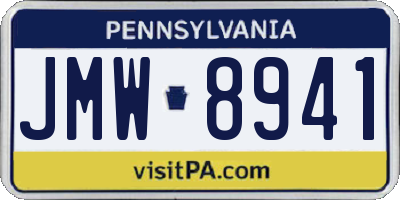 PA license plate JMW8941