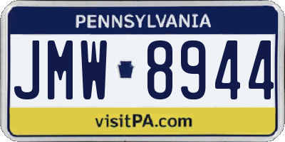 PA license plate JMW8944