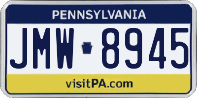 PA license plate JMW8945