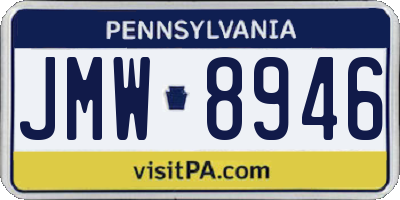 PA license plate JMW8946