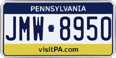 PA license plate JMW8950