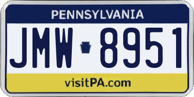 PA license plate JMW8951