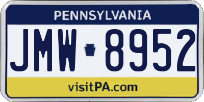 PA license plate JMW8952
