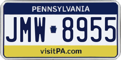 PA license plate JMW8955