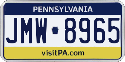 PA license plate JMW8965