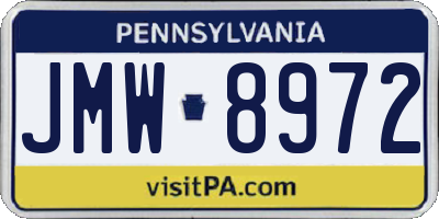 PA license plate JMW8972
