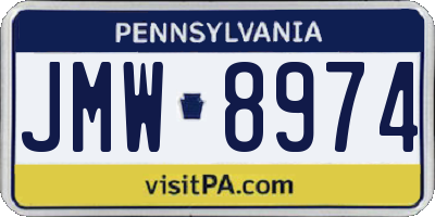 PA license plate JMW8974