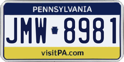 PA license plate JMW8981