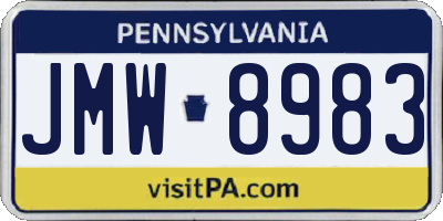PA license plate JMW8983