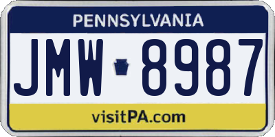 PA license plate JMW8987