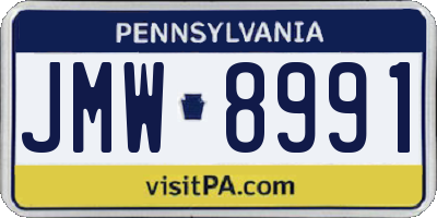 PA license plate JMW8991